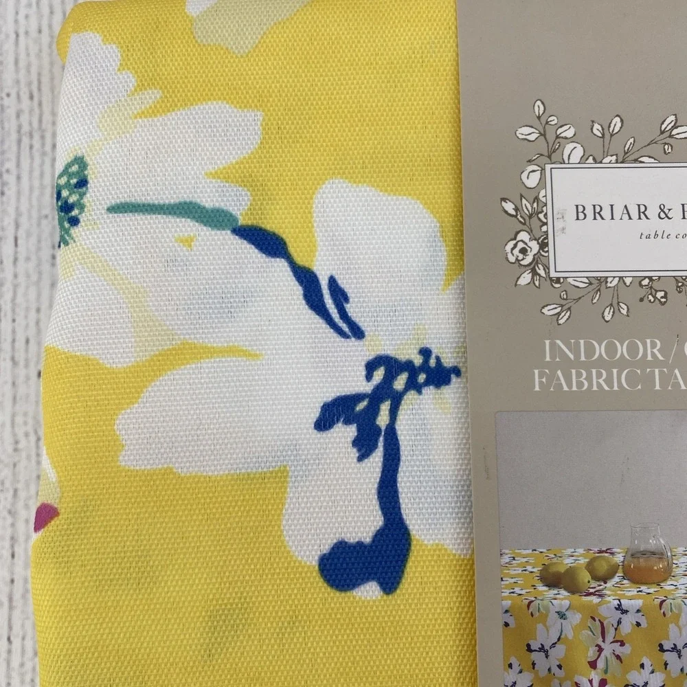 Briar & Bramble Tablecloth 60x84 Yellow Pink Blue Floral Flowers Indoor Outdoor